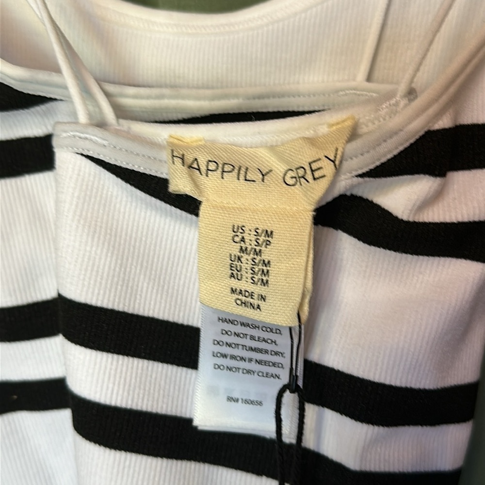 Women’s Strappy Tank Top - White with Black Stripes - Picture 4 of 4